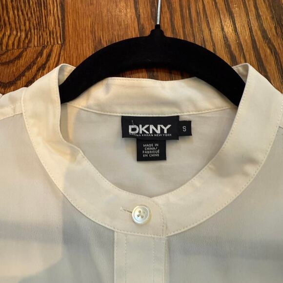 Cream DKNY button up silk blouse - Picture 2 of 8